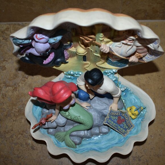 Enesco Jim Shore Disney Traditions Little Mermaid Shell Scene Ariel Eric Statue - Picture 9 of 10
